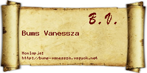 Bums Vanessza névjegykártya